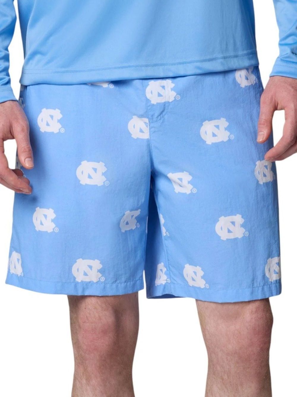 Columbia PFG North Carolina Tar Heels Backcast III Shorts Size L Blue Swim Beach